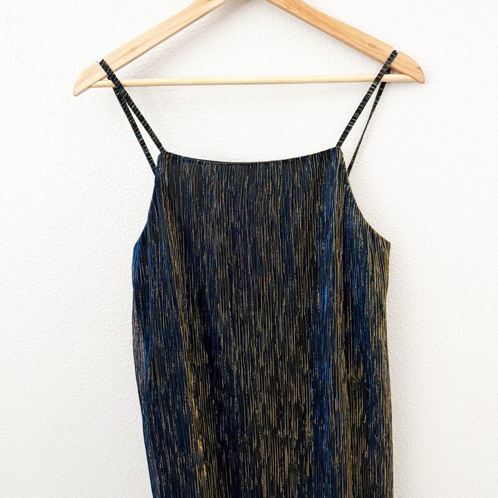 SAMSOE‎ SAMSOE | Gizem Dress Metallic Thread Gold Blue Black Adjustable | Small
